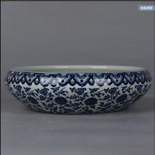 Vaso de lótus 11" porcelana antiga dinastia marca qianlong galho azul branco intertravado comprar usado  Enviando para Brazil