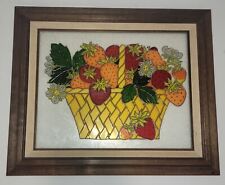 Cesta de frutas morango vintage vitral arte emoldurada casa de madeira rústica  comprar usado  Enviando para Brazil