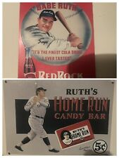 Usado, Letreros Babe Ruth Red Rock Cola & Ruth's Home Run Caramelo Barra Metal Paseo Decoración MLB segunda mano  Embacar hacia Argentina