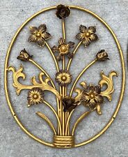 Used, LG 20" Oval Cast Iron FENCE PANEL / GATE INSERT Gold Bronze 3D Flower Wall Decor for sale  Shipping to South Africa