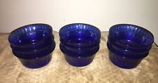 Usado, Tigelas de vidro azul cobalto com nervuras Colorex Custard/Berry - Lote de 9 comprar usado  Enviando para Brazil