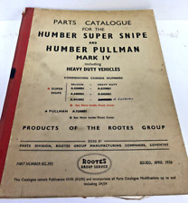 Humber parts catalogue for sale  GREAT YARMOUTH