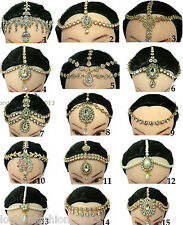 Diamante Head Chain Matha Patti Head Piece/Chain Golden or Silver Bridal/Wedding for sale  LONDON