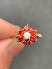 9ct gold garnet & opal cluster ring, vintage 9k 375 for sale  Shipping to South Africa