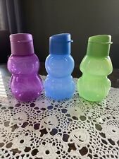Conjunto infantil TUPPERWARE garrafas de água ecológicas flip top roxo azul vermelho verde lote de 3, usado comprar usado  Enviando para Brazil