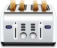 Toaster 4 Slice, REDMOND Retro Stainless Steel LED Timer ST037 White for sale  Shipping to South Africa