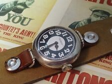 Primera Guerra Mundial, hecho para el mercado inglés, reloj de trinchera militar, esfera ojo de buey, Panda,, usado segunda mano  Embacar hacia Argentina