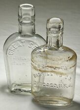 PAIR Antique Embossed USA Pocket Whisky Flasks Ohio Chicago 1900 Liquor Bottles for sale  Shipping to South Africa