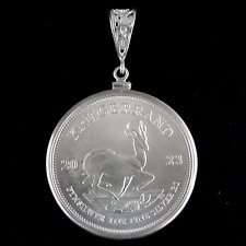 Coin Pendant 1 oz Silver So. African Krugerrand Sterling Silver Bezel Large Bail for sale  Shipping to South Africa