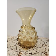 Empoli Abstract Hobnail Amber Glass Vase Vintage for sale  Shipping to South Africa