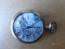 Reloj de Bolsillo INDIAN Motorcycle American WALTHAM 18s 15j ORO 14K ¡Funciona! segunda mano  Embacar hacia Argentina