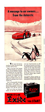 Pá Battery Exide Hycap 1940 impressão vintage anúncio Penguin's Snow Cruiser montanhas comprar usado  Enviando para Brazil