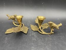 Brass Candlestick Holders Bird On Leaf Branch Taper Bird Candlestick Holder Pair for sale  Shipping to South Africa