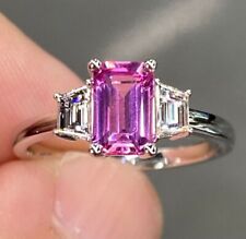0.50 Ct Natural Diamond Solid 950 Platinum Pink Sapphire Engagement Ring Sizable for sale  Shipping to South Africa