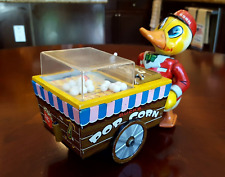 Carro vendedor de palomitas de maíz T. N. Nomura Duck's vintage años 60 litografía de hojalata Japón batería/operación segunda mano  Embacar hacia Argentina