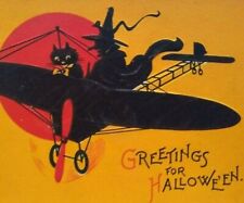 Usado, Cartão postal de Halloween Gabriel bruxa piloto gato preto avião voador fantasia comprar usado  Enviando para Brazil