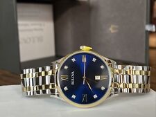 Usado, Relógio masculino BULOVA azul DIAMOND CLASSIC aço inoxidável dois tons - 98D130 MSRP: US$ 495 comprar usado  Enviando para Brazil