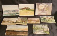 Collection of 9 Vintage Watercolour Paintings, used for sale  Shipping to South Africa