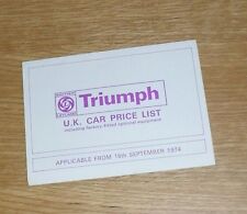 Triumph price list for sale  SOUTHAMPTON