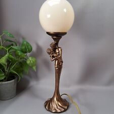 vintage Oliver Tupton signed cast resin bronze art nouveau table lamp ball shade, used for sale  Shipping to South Africa