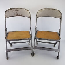 Lote de (2) Cadeira dobrável infantil de metal vintage década de 1950 assento de madeira transparente em perfeito estado comprar usado  Enviando para Brazil