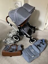 Used, 2017 donkey Weekender Grey Blue Tan Bugaboo DUO Double Twin Single Pram Refurb for sale  Shipping to South Africa
