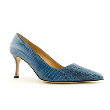 Used, New MANOLO BLAHNIK Size 7 BB Blue Watersnake Low Heels Pumps Shoes 37 Eur for sale  Shipping to South Africa