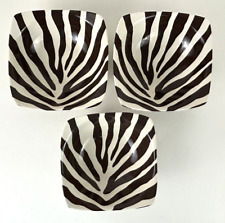 222 Quinta Zebra Marrom Porcelana Coupe/Sopa Conjunto de 3 Tigelas Animal Estampa Safari 6" comprar usado  Enviando para Brazil