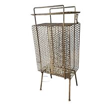 Vintage MCM Richard Galef Style Perforated Metal Mesh Telephone Stand Gold for sale  Shipping to South Africa