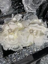  Satinado Diamanté Clásico arco volantes tobillo blanco Calcetines rosa Jazziejems Boutique, usado segunda mano  Embacar hacia Mexico