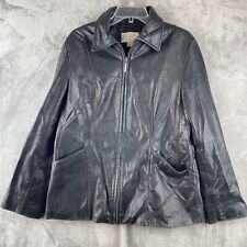 Worthington Genuine Lambskin Woman’s Black Leather Jacket Size Large for sale  Shipping to South Africa