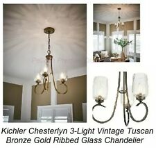 Kichler Chesterlyn 3-Light Vintage Tuscan bronze lustre de vidro nervurado comprar usado  Enviando para Brazil