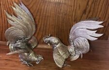 pair vintage brass roosters for sale  Omaha