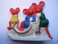 RARO C1928 MICKEY MOUSE EMPUJANDO MINNIE&TINY MOUSE EN TRINEO DECORACIÓN PASTEL segunda mano  Embacar hacia Argentina