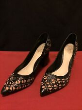 Sapatos femininos Capodarte preto com couro marrom corte a laser salto bomba tamanho 7 comprar usado  Enviando para Brazil
