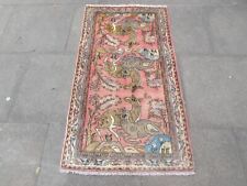 Tapete tradicional vintage feito à mão lã oriental rosa corredor curto 143x77cm comprar usado  Enviando para Brazil