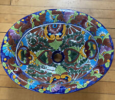 Pia de banheiro vintage mexicana Talavera cerâmica feita à mão 17” x 14” comprar usado  Enviando para Brazil