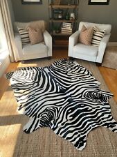 Used, Genuine Zebra Cowhide Rug Average Size:~ 7' X 6.5'  Zebra Printed Cowhide Rug for sale  Shipping to South Africa