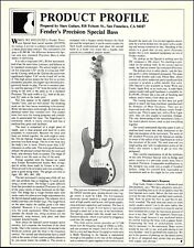 Fender Precision Special Bass 1982 artigo de revisão de guitarra impressão 8 x 11 p/b comprar usado  Enviando para Brazil