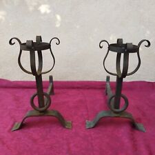 Used, Pair of Wrought Iron Stool Holder Chenets, Fireplace Heatering Object for sale  Shipping to South Africa