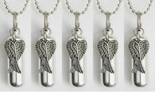 Set of 5 Silver Angel Wing CREMATION URNS w/Velvet Pouches, Chains, Fill Kit for sale  Brooksville