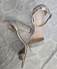 De Blossom Collection White Heels Shoes Size 9 Jeweled Bling Wedding Open Toe, used for sale  Shipping to South Africa