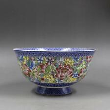 Tigela colecionável de flores rosa família azul e branca da dinastia Qing chinesa comprar usado  Enviando para Brazil