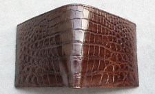 Carteira de crocodilo jacaré real couro dobrável masculina marrom feita à mão #M61 comprar usado  Enviando para Brazil