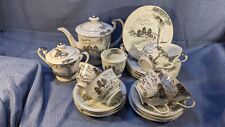 Japanese Eggshell porcelain - Geisha Lithophane White & Silver 21 piece Tea Set for sale  Shipping to South Africa