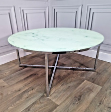 Retro Marble Effect Glass & Chrome Round Coffee Side Table - Mid Century Modern, used for sale  Shipping to South Africa