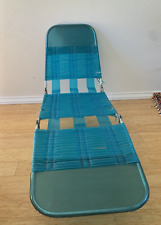 Usado, Cadeira de praia vintage tri dobrável tubo gelatina espreguiçadeira gramado azul água-petróleo comprar usado  Enviando para Brazil