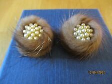Vintage   Mink Fur & Seed Pearl Clip-on Earrings for sale  OLDHAM
