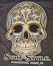 Camiseta masculina estilo surf Sugar Skull Clearwater Beach Florida cinza tamanho pequeno comprar usado  Enviando para Brazil