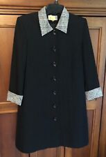 KASPER ASL size S 2 Petite Vtg Dress Black White Black Collar Button Front Lined for sale  Shipping to South Africa